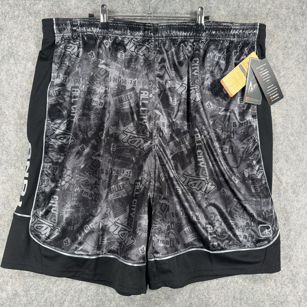 AND1 Shorts Mens 3XL Black Core Graphic Basketball Gym Training Mesh Quick Dry
